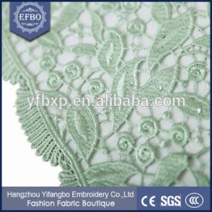 China F50281 51-52&quot; customizable embroidery mint green guipure lace fabric for nigeria party factory