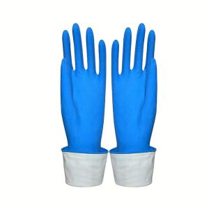 China Blue Color Durable Flexible Flock Lined Latex Gloves Puncture Resistance Multi Purpose factory