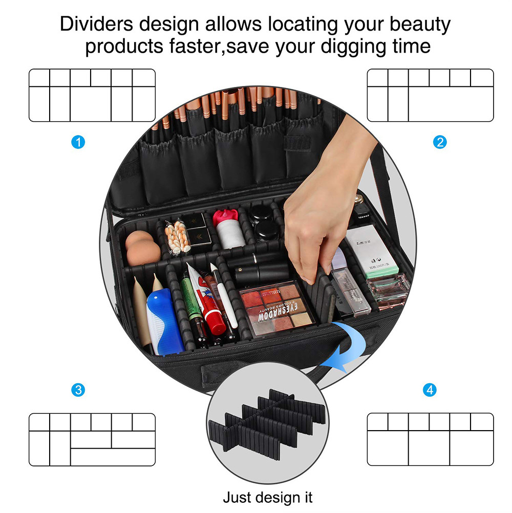 Multifunction Polyester Makeup Brush Organizer With Adjustable Dividers