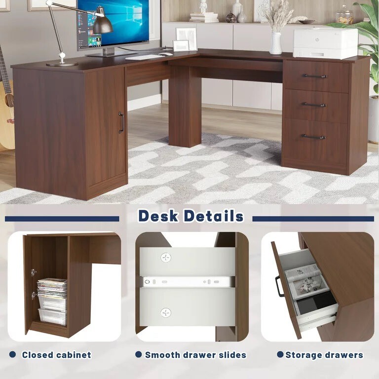 Multi Size L Shape Solid Wood Desk For Building Hotel Office