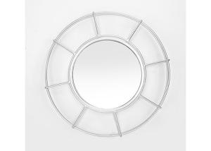 China Layered Round Silver Metal Frame Decorative Wall Mirror Small Size For Wall Decoration factory