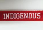 Red Background Custom Woven Lanyard Sublimation Recyclable White Logo