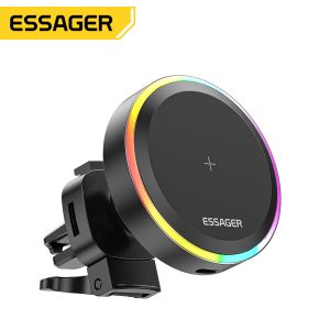 China Essager 15W Magnetic Wireless Charging Car Phone Holder RGB Light on sale