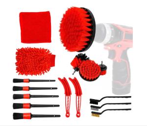 China 10cm Red Power Drill Brush For Car Detailing Scrubber Set 350g factory