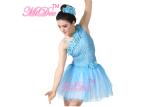 Floral Ballet Dance Costume Sequin Leotard Dress With Oblique Neckline