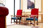 Classic Wooden Frame Leather High Back Living Room Leisure Arm Chair