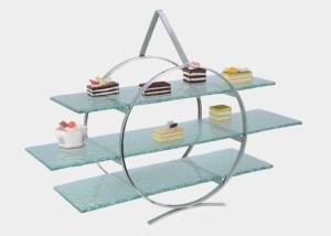 China 3 - Layer Dim Sum Display Stand for Serving Buffet Food , Melding Green Tined Glass factory
