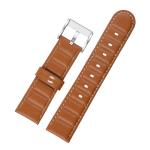 Flexible 24mm Genuine Leather Watch Strap Bands Stainless Steel Buckle