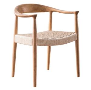 China Woven Cord Seat Nordic Armchair for Living Room Meeting Room W59*D47*H73CM Lacquered Finish Modern Wood factory