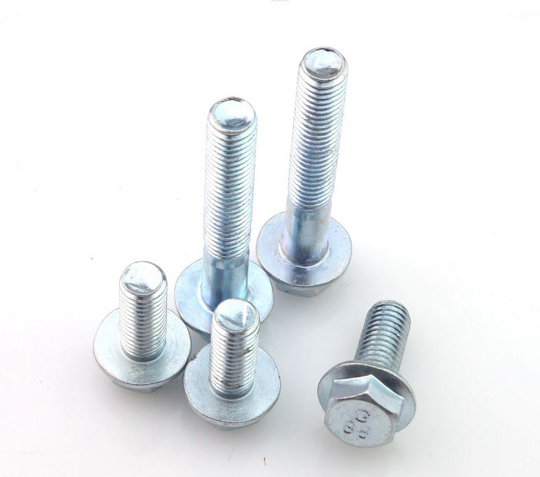 Class 8.8 Steel White Zinc Plated Flange Hex Head Screws Zinc Plated M8 Flange Hex Bolts