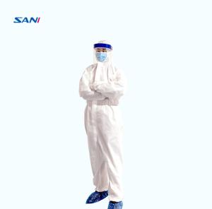 China White Disposable Isolation Coverall , PE Disposable Isolation Clothing factory