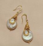 New Pearl Studs Hoop Earrings for Women Gold Color Crystal Beaded Drop Earring