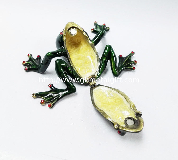 Bejewelled Home decoration Alloy Hand painted crystal Frog metal trinket box