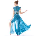 Stretchy Mesh Sleeveless Maxi Dress Lyrical Dance Costumes For Competition