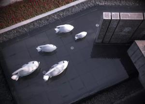 China Stainless Steel 60cm Home Decor Sculptures Metal Fish Sculpture Garden factory