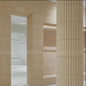 China Mosaic Light Yellow Clothing Store Marble Stone Tile Long Strip Commercial Background Wall Tiles factory