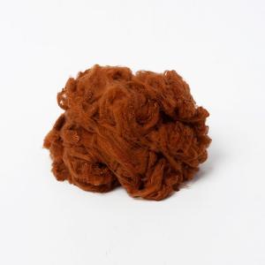 China Camel Colored 1.2D 32mm Polyester Yarn Raw Material For Blankets factory