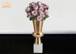 Trumpet Gold Leaf Fiberglass Planters With Frosted White Base Pot Planters