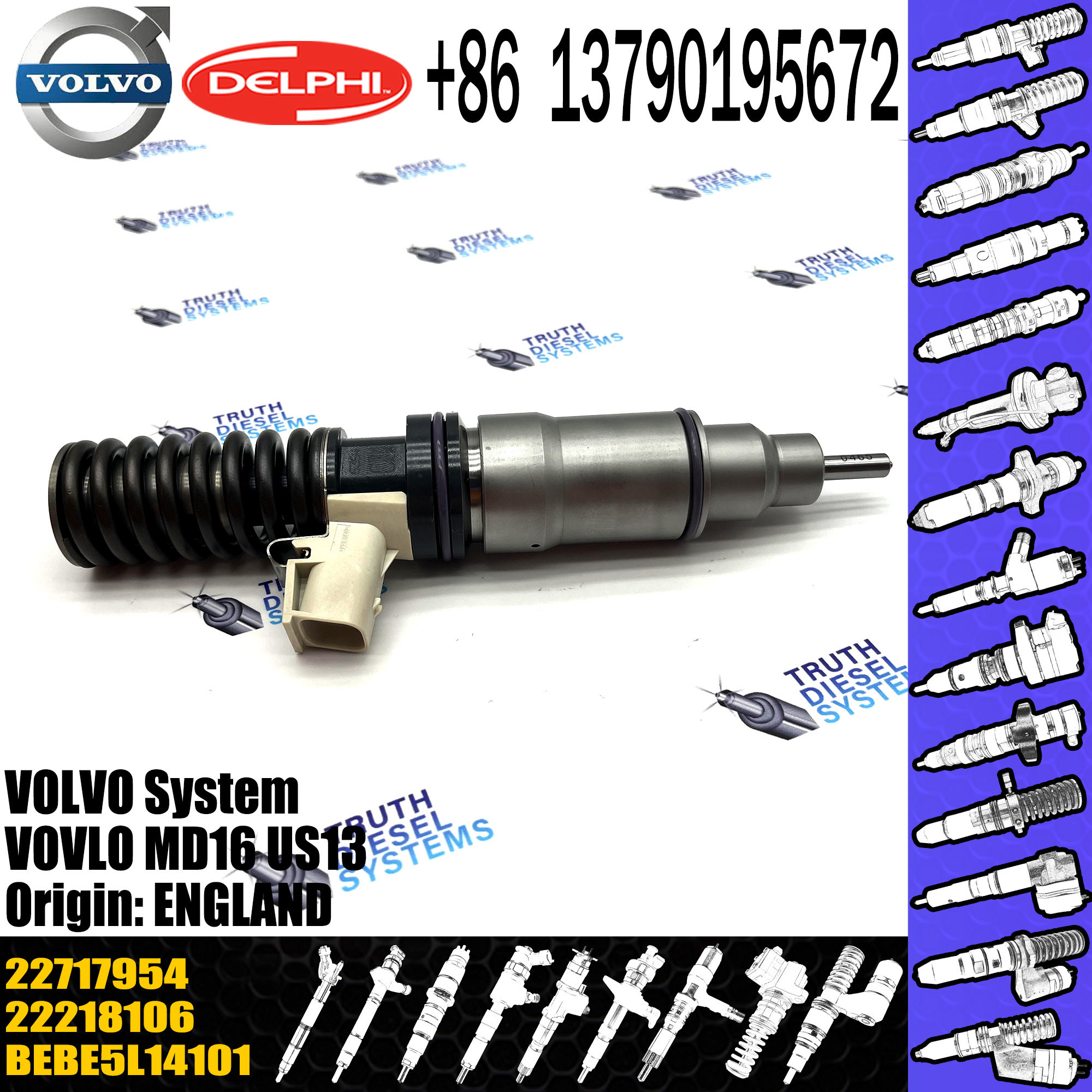 New Diesel Fuel Injector 21244717 BEBE4F07001 for VOL D13 21244717 21458369 22499124 22717954