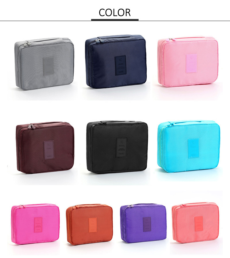 Zipper Closure 21*8*16cm Solid Color Cosmetic Storage Bag