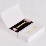 145mm Length Rose Quartz Jade Roller Double Duty Stainless Steel Handle