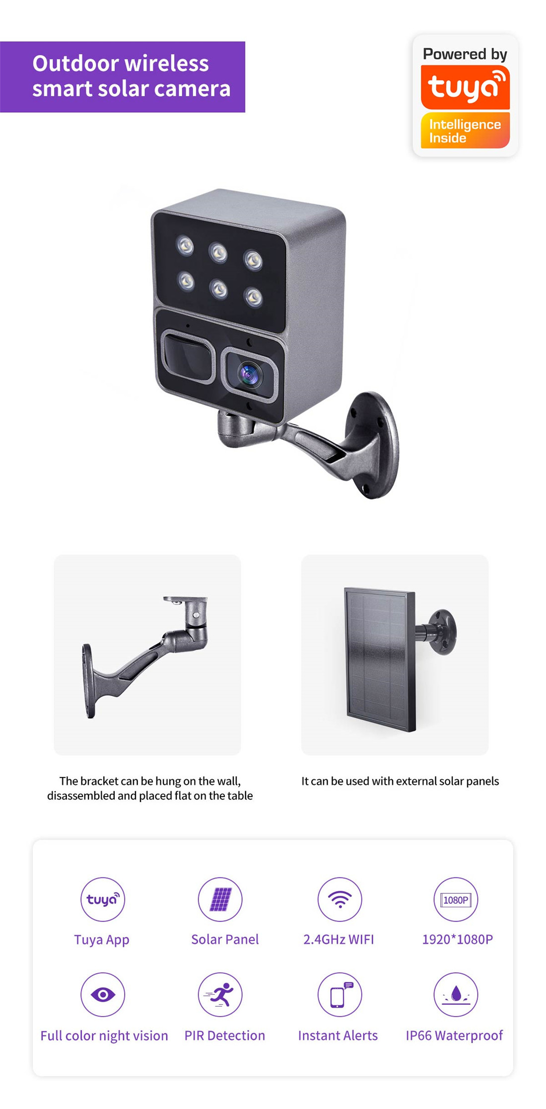 STD-1L Home Outdoor yard lamp night light no wires Ip66 Wireless 1080p Ip PTZ Security Surveillance Wifi Solar Camera