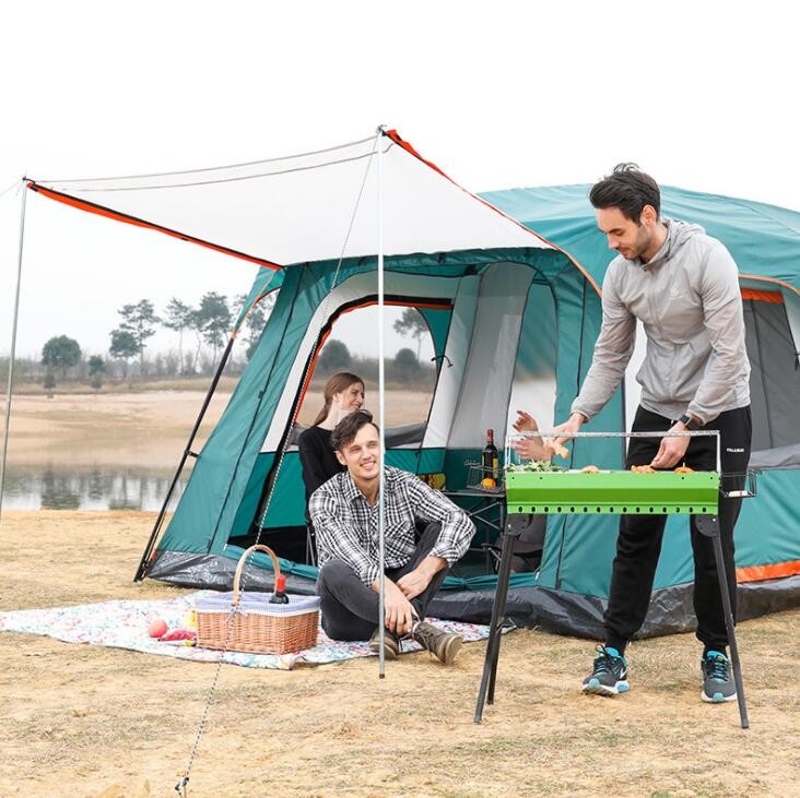 8-10 Persons Outdoor Cabin Tent 210t Oxford Cloth Material For Family Camping