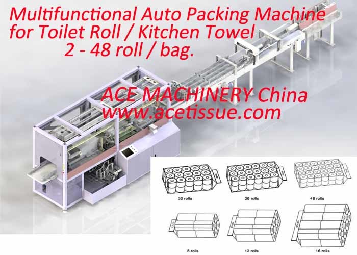 China multipurpose Easy Maintenance Toilet Tissue Paper Packing Machine with Servo Motor Control 2-48 roll per bag on sale