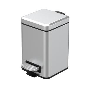 China 5L Square Foot Pedal Waste Bin Stainless Steel Trash Can Metal Garbage Can for Office Hotel Home Customized factory