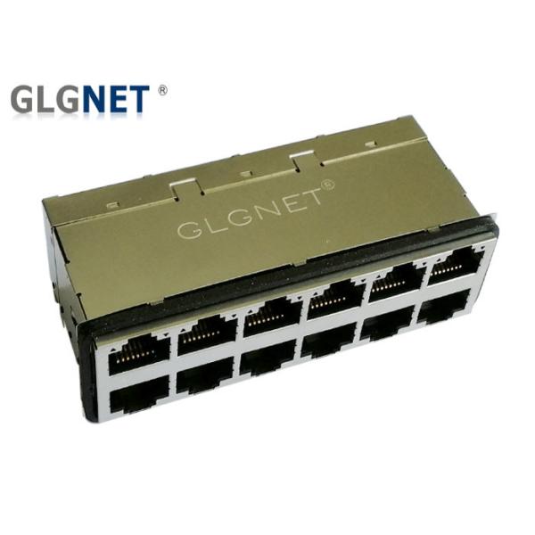 China 30 U" Gold Plating 10G RJ45 Connector 2 x 6 Port With Surge Protection EMI Gasket factory