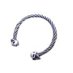 Sterling Silver Cable Cuff Bracelet with Skull Vintage Jewelry (B6041204)