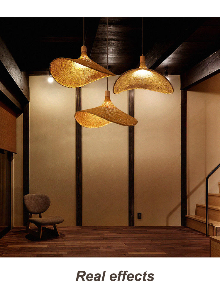 Creative Rattan Pendant Light Big Straw Hat Style 3500K Warm White CCT