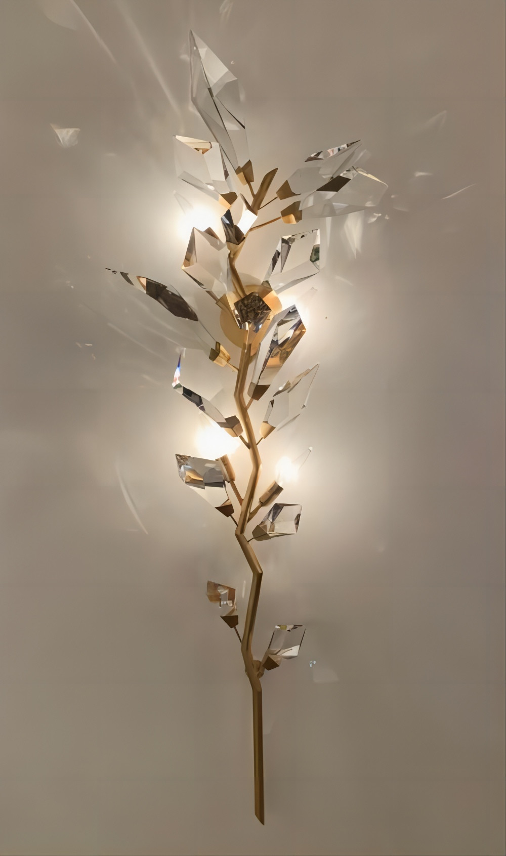 Silver Hand Cut Faceted Crystal Leaves Wall Lights Indoor
