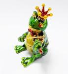 Mini Metal Frog Trinket Box Hinged Hand-Painted Animal Crystal Rhinestone Frog