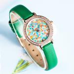 Green 3ATM Ladies Wrist Watch Leather Strap