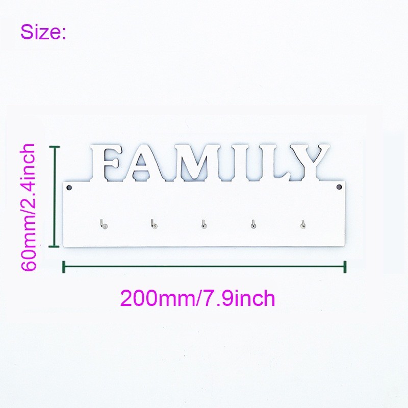 Modern Single Sided Sublimation Wood Blanks LOVE HOME FAMILY Wooden Key Hooks