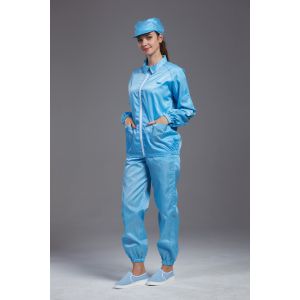ESD Anti static cleanroon jacket and pants autocalved sterilization blue color
