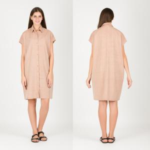 China Summer women's fashion oversized cotton shirt dress in beige factory