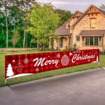 Mesh Polyester Rectangle Banner Flags For Christmas Decoration
