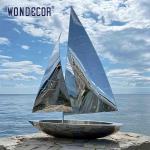 Outdoor Garden Park Large Abstract Forged Metal Sculpture Sailor Stainless Steel