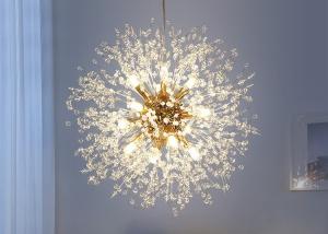 China luxury round hanging fixture firework pendant lights led lighting modern glass crystal sputnik chandeliers factory