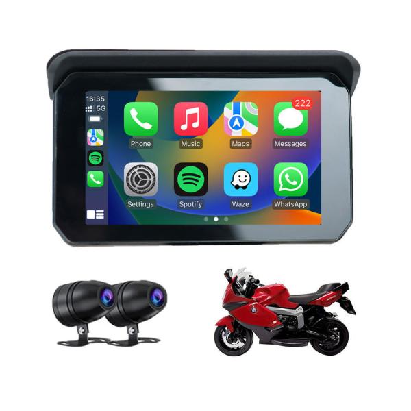 IP67 Waterproof 5inch IPS Screen Motorcycle Carplay GPS Navigator 2 in 1