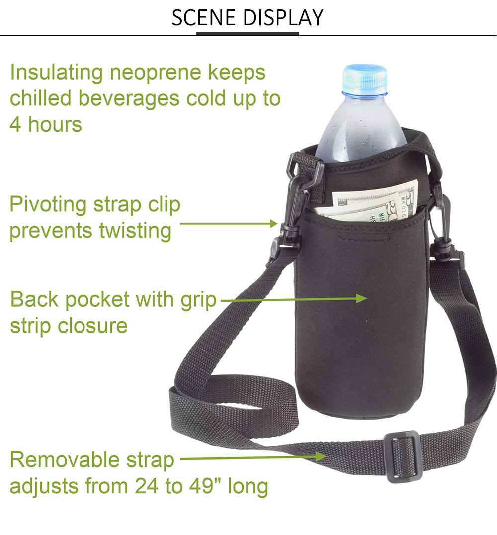 Insulated Neoprene Water Bottle Holder With Adjustable Strap