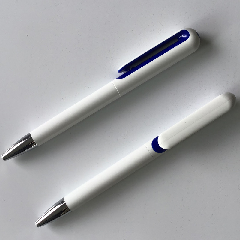 New design white color twist promotion plastic pen with customized printing LOGO