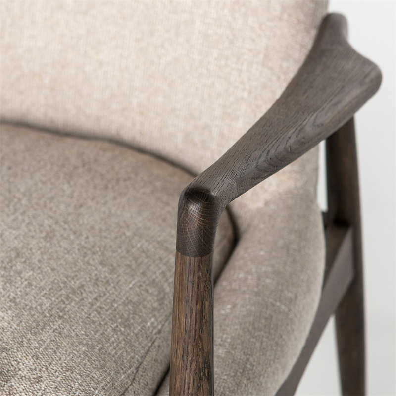 Single Living Room Furniture Wooden Upholstered Sofa Chair with Fabric and Foam Cushion on Wooden Frame