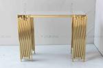 Tubular Modern White And Gold Console Table Wall Cabinet Shelf Luxury Furniture