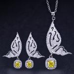 Butterfly CZ Bridal Jewelry Sets Women Girls Sparkling Rhinestone Set Butterfly