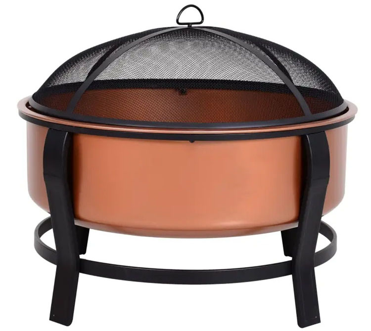 Customized Logo Modern Outdoor Portable Copper-Colored Round Metal Wood Burning Firepit