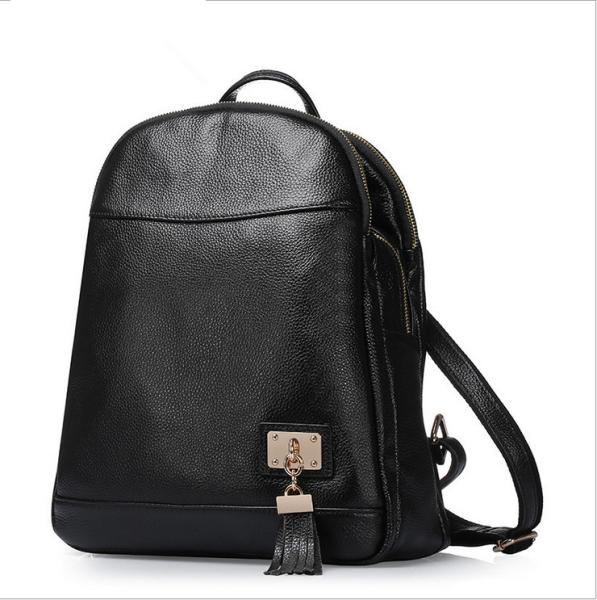 Genuine cow leather school bags black women's bags fashion travelling shoulder