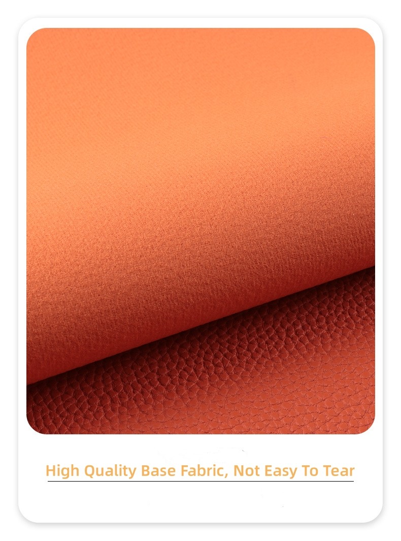 Custom Lychee Soft PVC Leather For Bags Imitation Cotton Velvet Bottom Fabric
